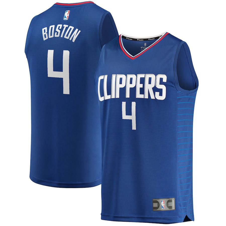 Men Los Angeles Clippers #4 Brandon Boston Jr Fanatics Branded Royal Fast Break Replica NBA Jersey->los angeles clippers->NBA Jersey